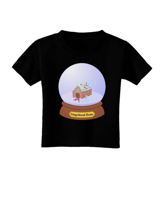 Little Gingerbread House Snow Globe Toddler T-Shirt Dark by TooLoud-Toddler T-Shirt-TooLoud-Black-2T-Davson Sales