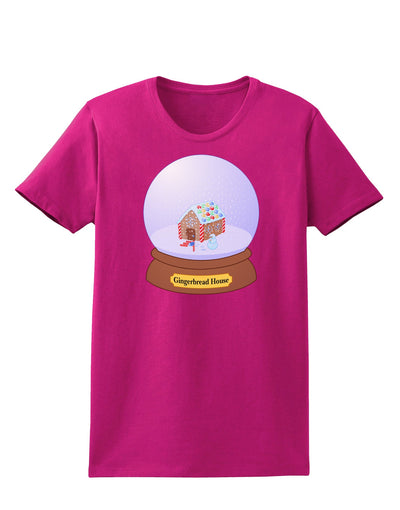 Little Gingerbread House Snow Globe Womens Dark T-Shirt by TooLoud-Womens T-Shirt-TooLoud-Hot-Pink-Small-Davson Sales