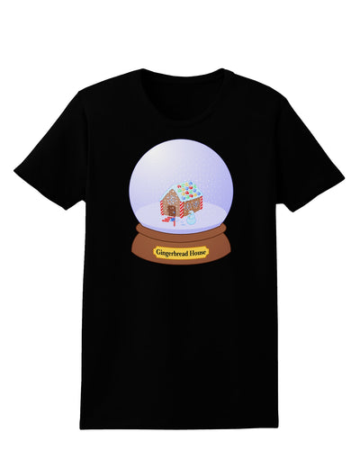 Little Gingerbread House Snow Globe Womens Dark T-Shirt by TooLoud-Womens T-Shirt-TooLoud-Black-X-Small-Davson Sales