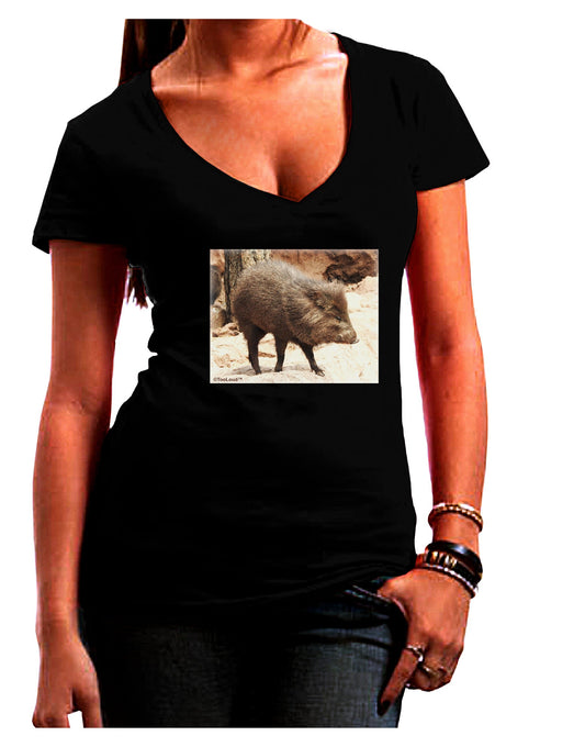 Little Javelina Womens V-Neck Dark T-Shirt-Womens V-Neck T-Shirts-TooLoud-Black-Juniors Fitted Small-Davson Sales