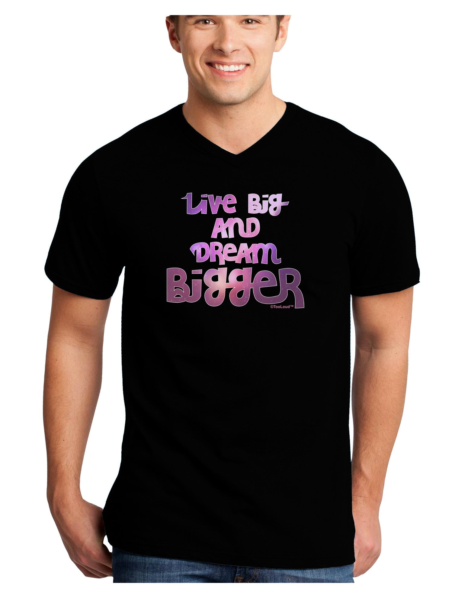 Live Big & Dream Bigger Adult Dark V-Neck T-Shirt-Mens V-Neck T-Shirt-TooLoud-Black-Small-Davson Sales