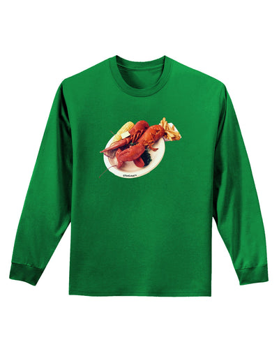 Lobster Plate Adult Long Sleeve Dark T-Shirt-TooLoud-Kelly-Green-Small-Davson Sales