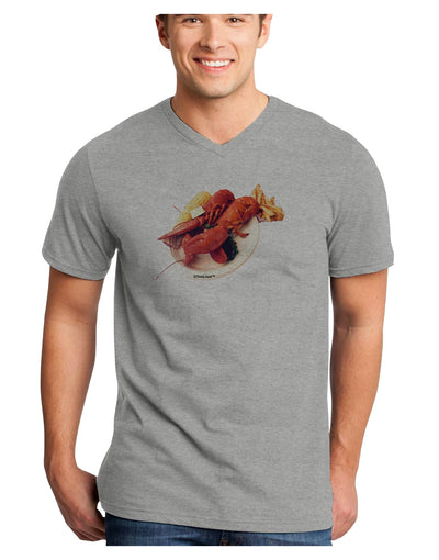 Lobster Plate Adult V-Neck T-shirt-Mens V-Neck T-Shirt-TooLoud-HeatherGray-Small-Davson Sales