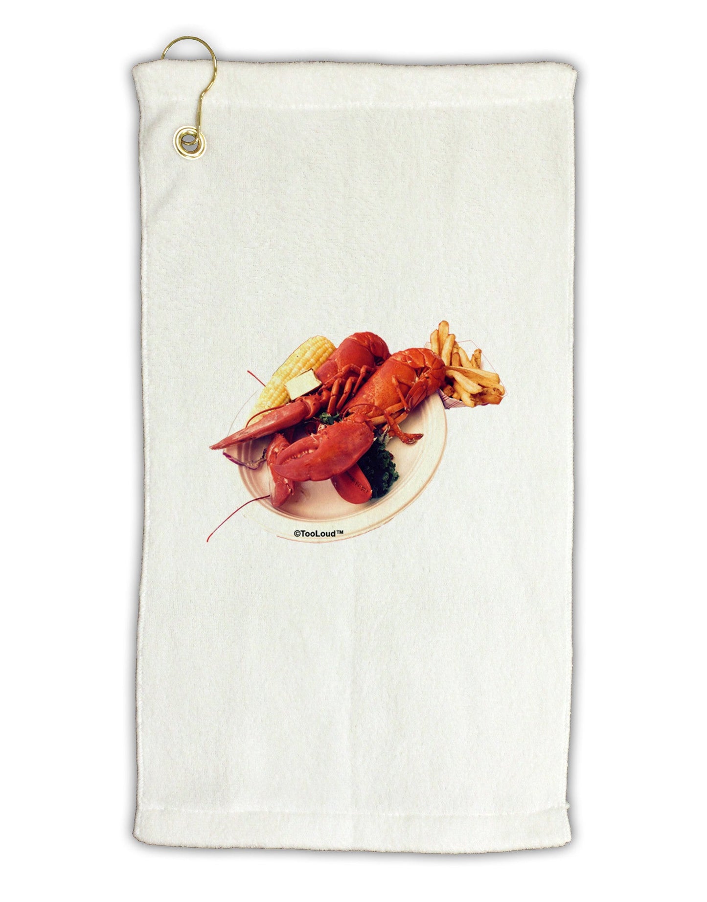 Lobster Plate Micro Terry Gromet Golf Towel 11"x19-Golf Towel-TooLoud-White-Davson Sales