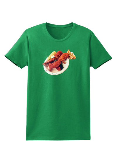 Lobster Plate Womens Dark T-Shirt-TooLoud-Kelly-Green-X-Small-Davson Sales