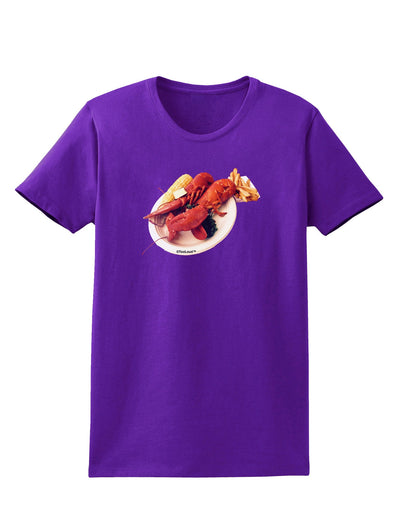 Lobster Plate Womens Dark T-Shirt-TooLoud-Purple-X-Small-Davson Sales