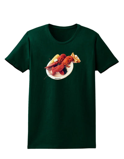 Lobster Plate Womens Dark T-Shirt-TooLoud-Forest-Green-Small-Davson Sales