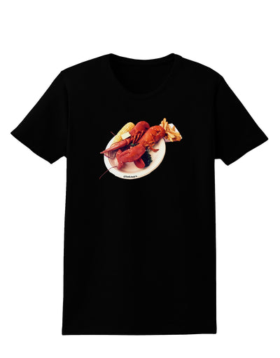 Lobster Plate Womens Dark T-Shirt-TooLoud-Black-X-Small-Davson Sales