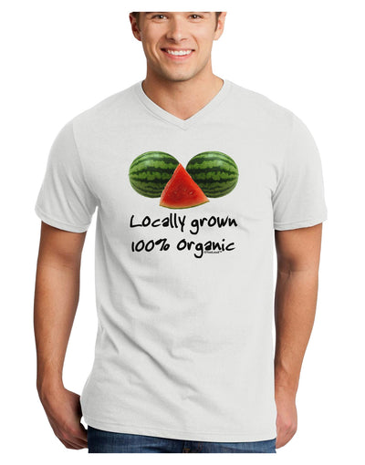 Locally Grown Organic Melons Adult V-Neck T-shirt-Mens V-Neck T-Shirt-TooLoud-White-Small-Davson Sales