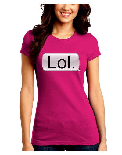 Lol Text Bubble Juniors Petite Crew Dark T-Shirt-T-Shirts Juniors Tops-TooLoud-Hot-Pink-Juniors Fitted Small-Davson Sales