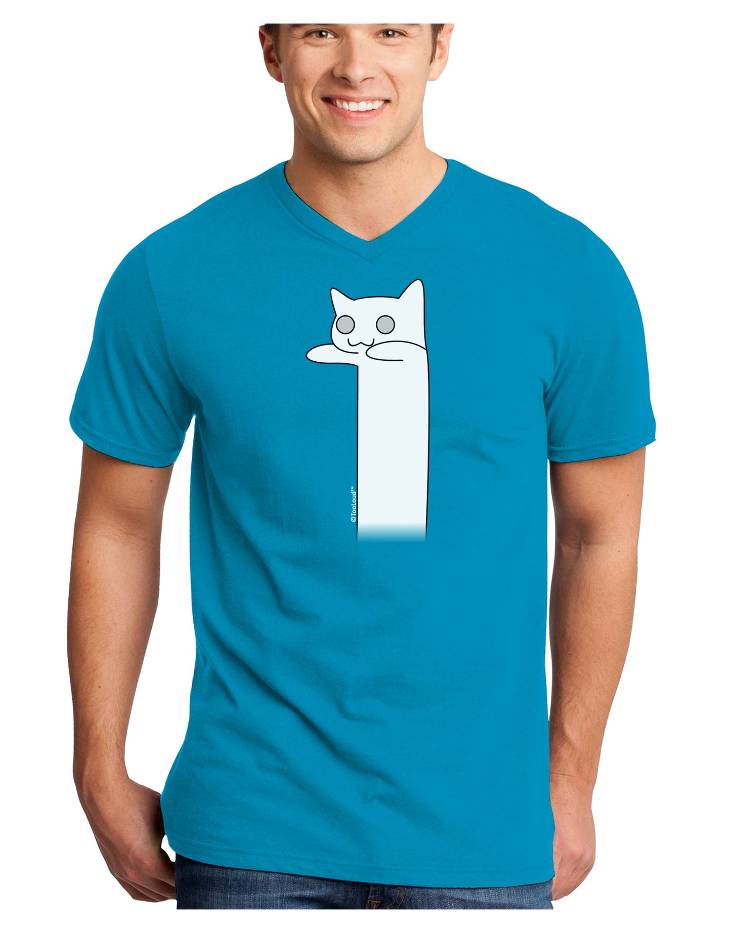 Longcat - Internet Humor Adult Dark V-Neck T-Shirt by TooLoud-Mens V-Neck T-Shirt-TooLoud-Turquoise-Small-Davson Sales