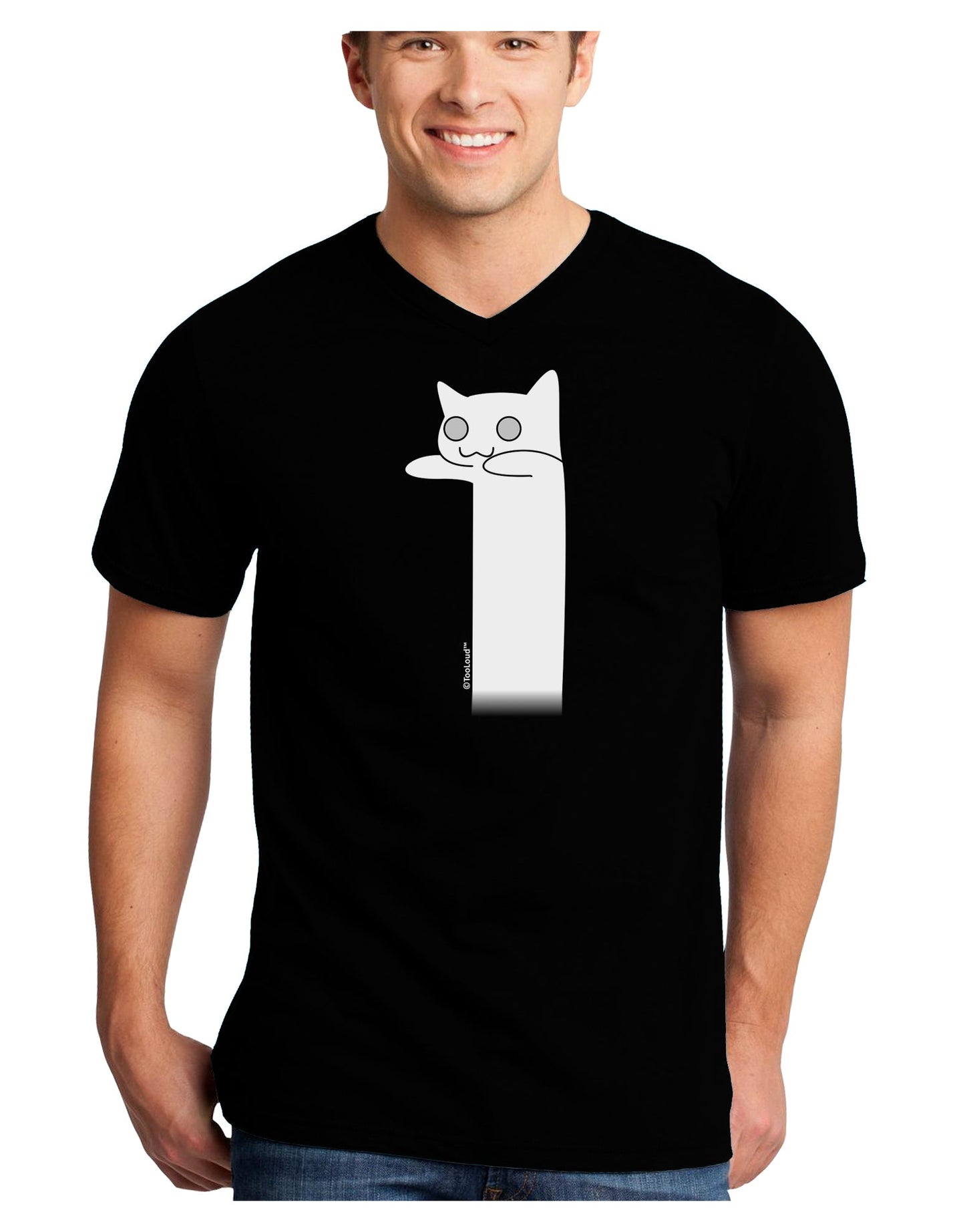 Longcat - Internet Humor Adult Dark V-Neck T-Shirt by TooLoud-Mens V-Neck T-Shirt-TooLoud-Black-Small-Davson Sales