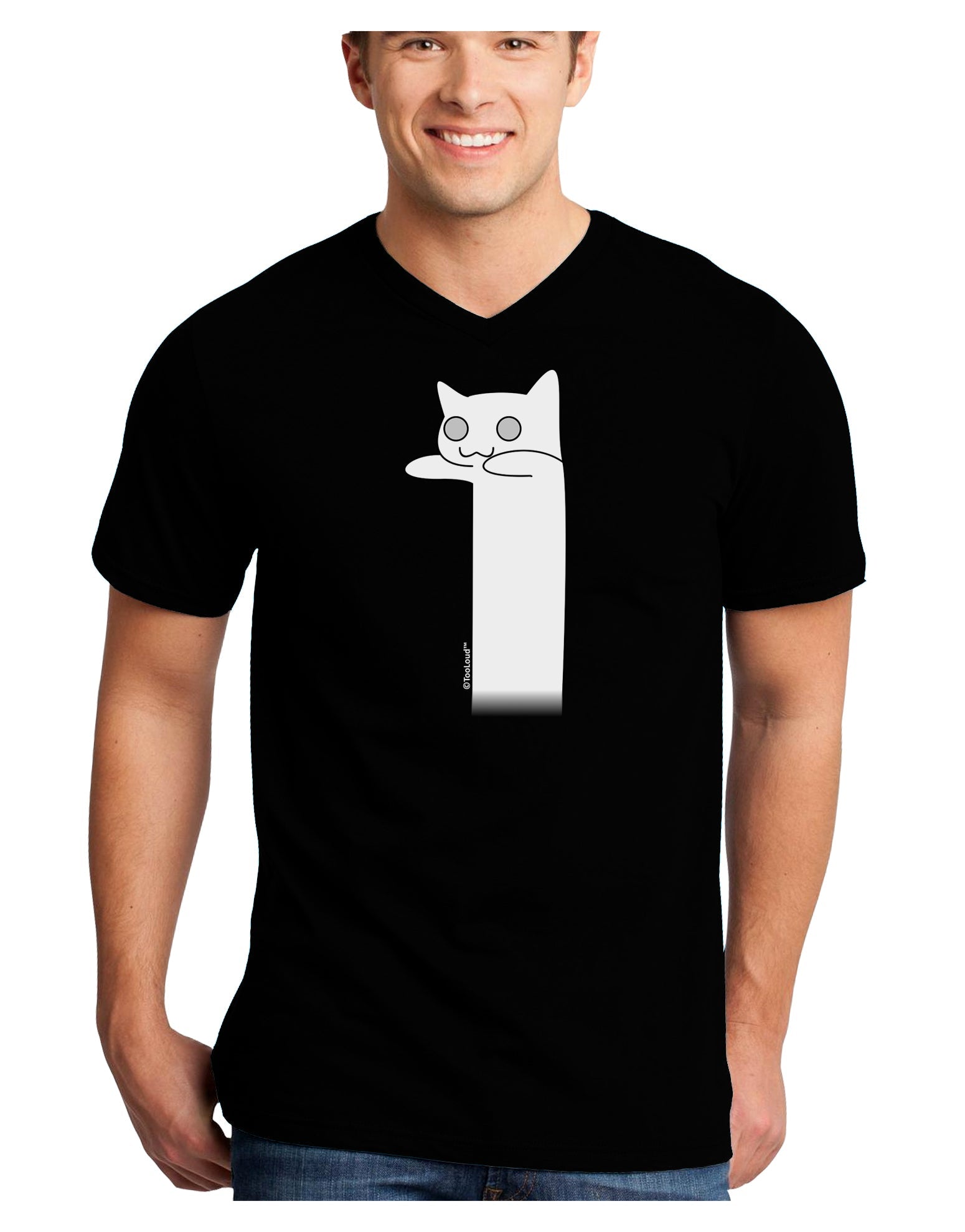 Longcat - Internet Humor Adult Dark V-Neck T-Shirt by TooLoud-Mens V-Neck T-Shirt-TooLoud-Black-Small-Davson Sales
