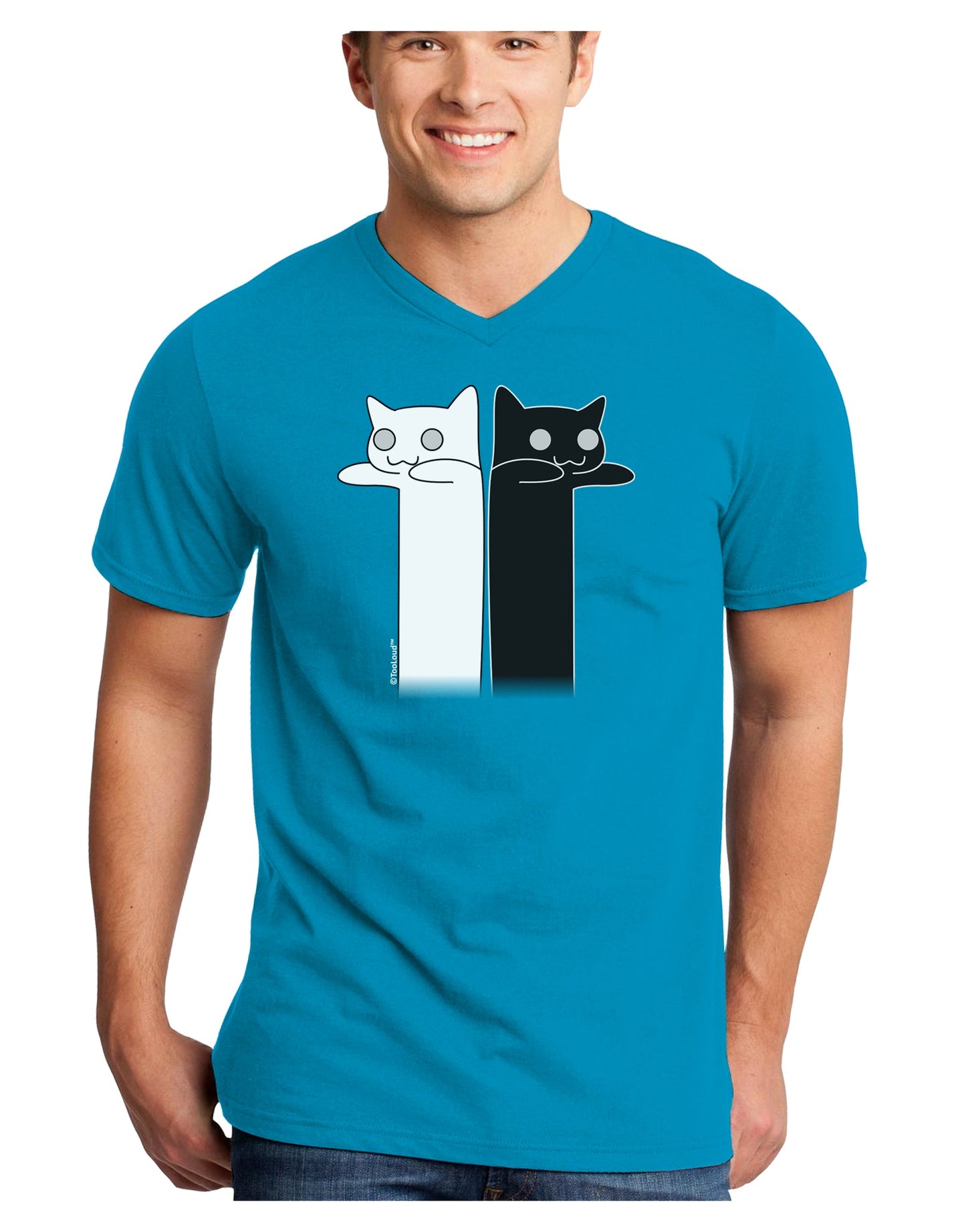 Longcat and Tacgnol - Internet Humor Adult Dark V-Neck T-Shirt by TooLoud-Mens V-Neck T-Shirt-TooLoud-Turquoise-Small-Davson Sales