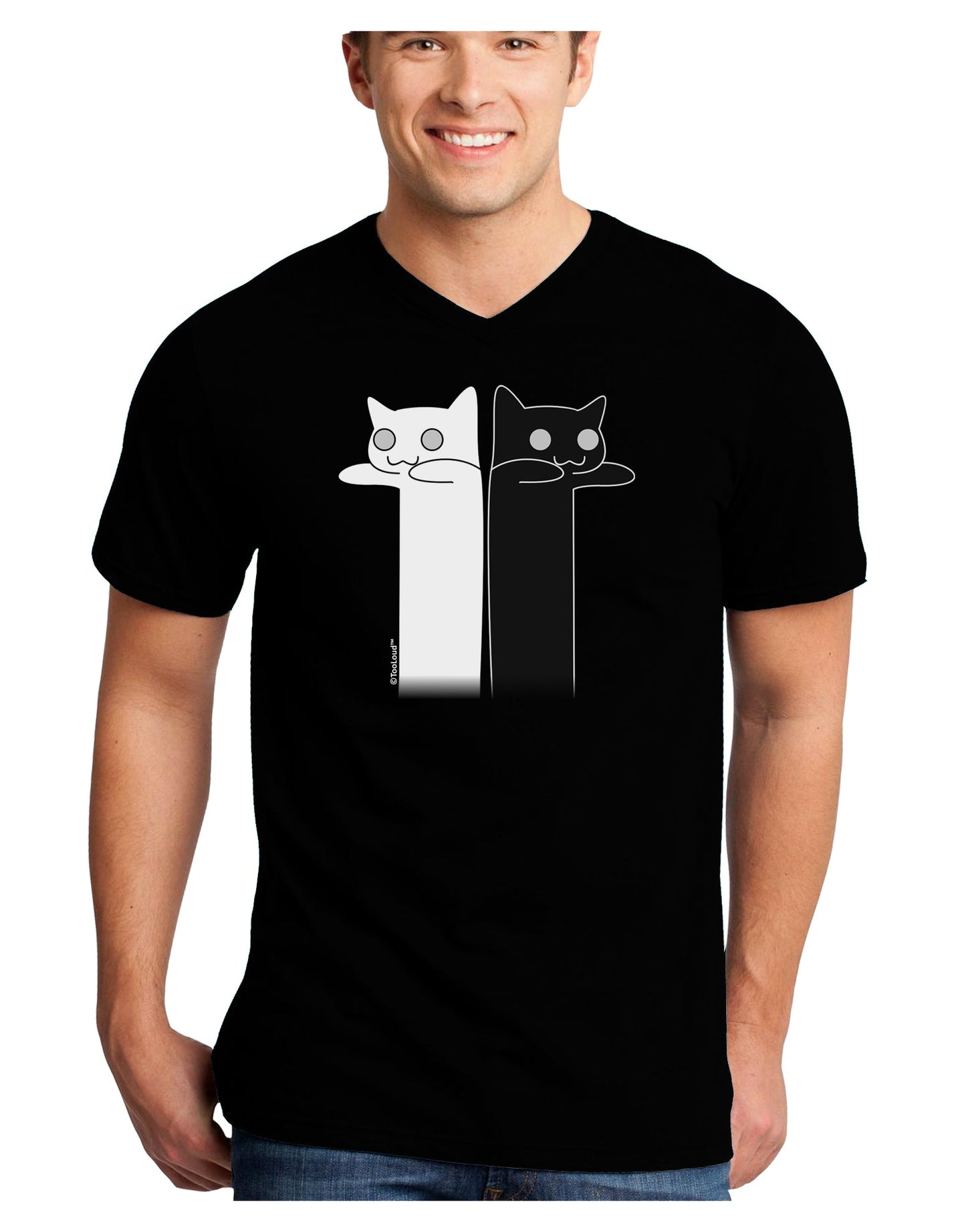 Longcat and Tacgnol - Internet Humor Adult Dark V-Neck T-Shirt by TooLoud-Mens V-Neck T-Shirt-TooLoud-Black-Small-Davson Sales