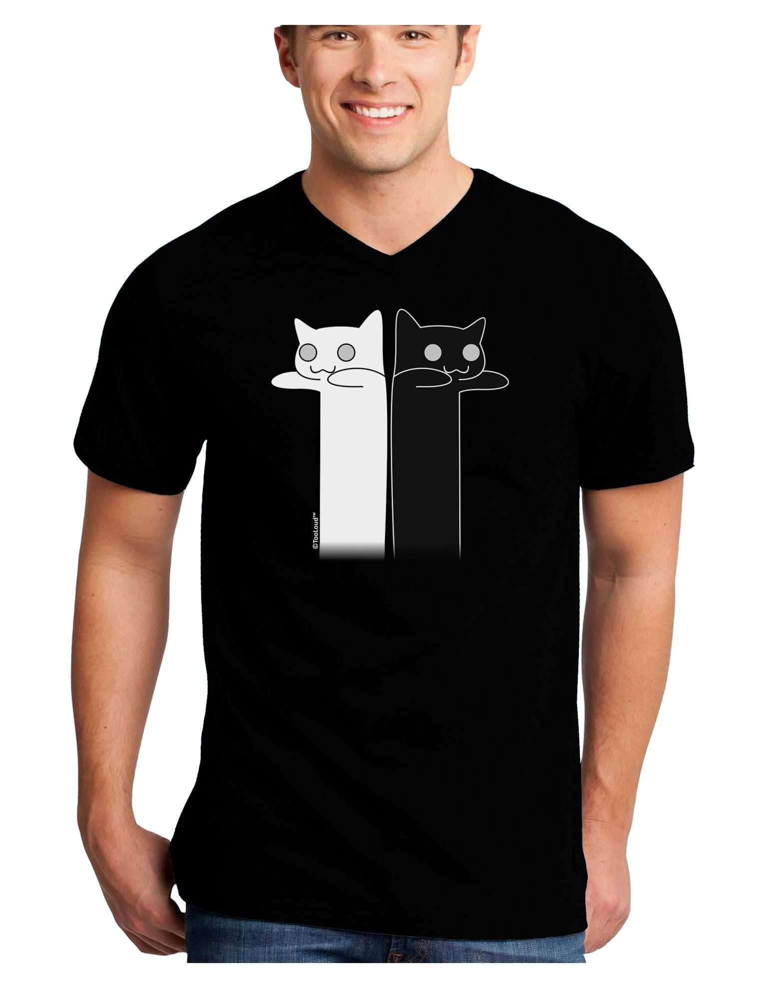Longcat and Tacgnol - Internet Humor Adult Dark V-Neck T-Shirt by TooLoud-Mens V-Neck T-Shirt-TooLoud-Black-Small-Davson Sales