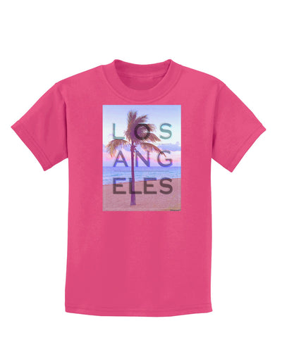 Los Angeles Beach Filter Childrens Dark T-Shirt-Childrens T-Shirt-TooLoud-Sangria-X-Small-Davson Sales