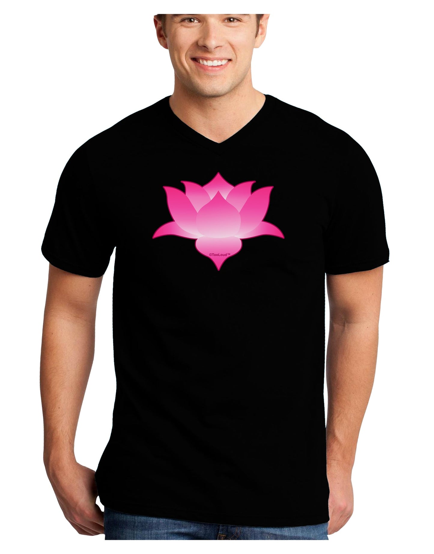 Lotus Flower Design Gradient Adult Dark V-Neck T-Shirt by TooLoud-Mens V-Neck T-Shirt-TooLoud-Black-Small-Davson Sales