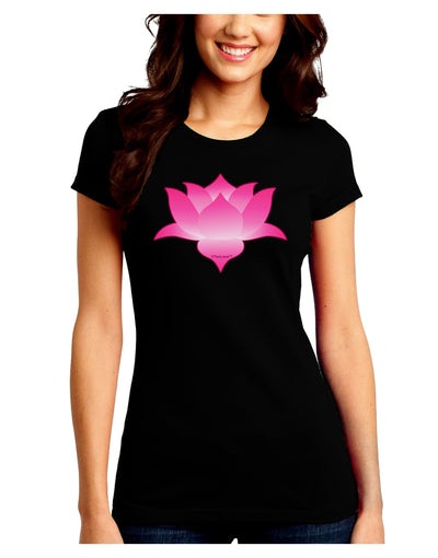 Lotus Flower Design Gradient Juniors Crew Dark T-Shirt by TooLoud-T-Shirts Juniors Tops-TooLoud-Black-Juniors Fitted Small-Davson Sales