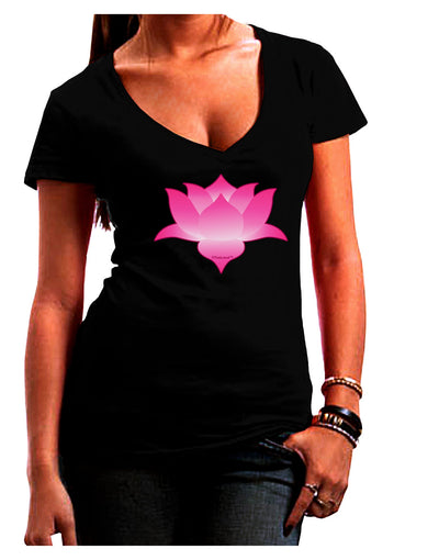 Lotus Flower Design Gradient Juniors V-Neck Dark T-Shirt by TooLoud-Womens V-Neck T-Shirts-TooLoud-Black-Juniors Fitted Small-Davson Sales