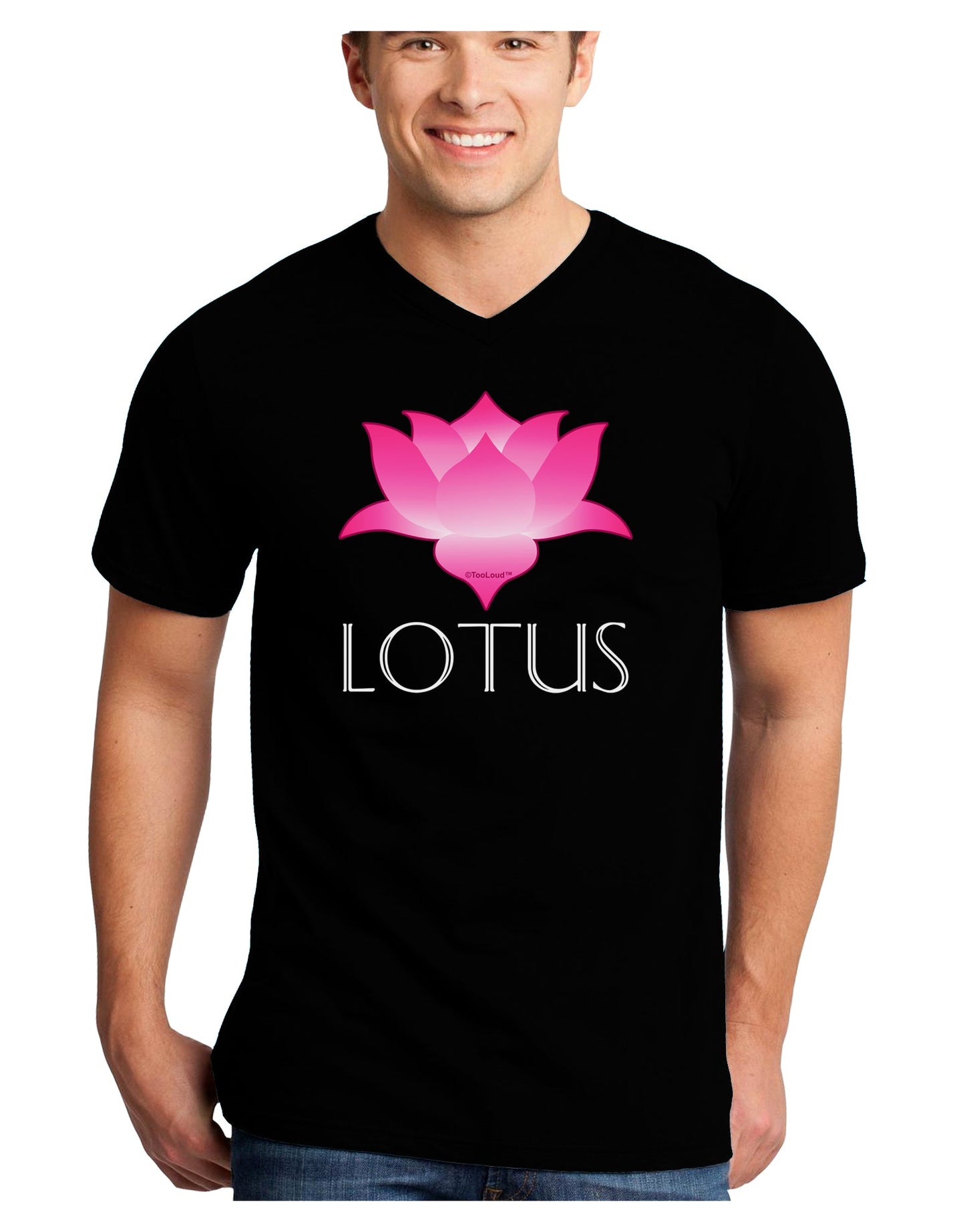 Lotus Flower Design Gradient - Text Adult Dark V-Neck T-Shirt by TooLoud-Mens V-Neck T-Shirt-TooLoud-Black-Small-Davson Sales