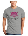 Lotus Flower Design Gradient - Text Adult V-Neck T-shirt by TooLoud-Mens V-Neck T-Shirt-TooLoud-HeatherGray-Small-Davson Sales