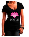 Lotus Flower Design Gradient - Text Juniors V-Neck Dark T-Shirt by TooLoud-Womens V-Neck T-Shirts-TooLoud-Black-Juniors Fitted Small-Davson Sales