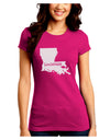 Louisiana - United States Shape Juniors Crew Dark T-Shirt by TooLoud-T-Shirts Juniors Tops-TooLoud-Hot-Pink-Juniors Fitted Small-Davson Sales