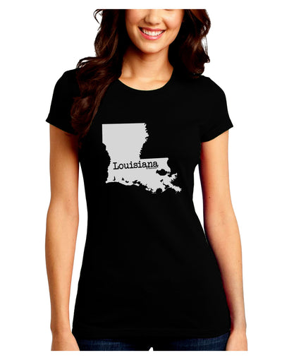 Louisiana - United States Shape Juniors Crew Dark T-Shirt by TooLoud-T-Shirts Juniors Tops-TooLoud-Black-Juniors Fitted Small-Davson Sales