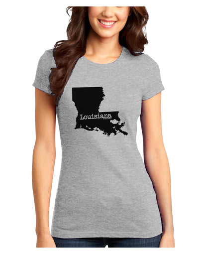 Louisiana - United States Shape Juniors T-Shirt by TooLoud-Womens Juniors T-Shirt-TooLoud-Ash-Gray-Juniors Fitted X-Small-Davson Sales