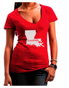 Louisiana - United States Shape Juniors V-Neck Dark T-Shirt by TooLoud-Womens V-Neck T-Shirts-TooLoud-Red-Juniors Fitted Small-Davson Sales