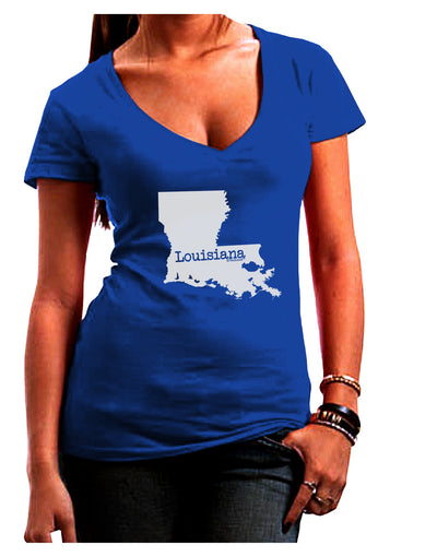 Louisiana - United States Shape Juniors V-Neck Dark T-Shirt by TooLoud-Womens V-Neck T-Shirts-TooLoud-Royal-Blue-Juniors Fitted Small-Davson Sales