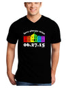 Love Always Wins with Date - Marriage Equality Adult Dark V-Neck T-Shirt-TooLoud-Black-Small-Davson Sales