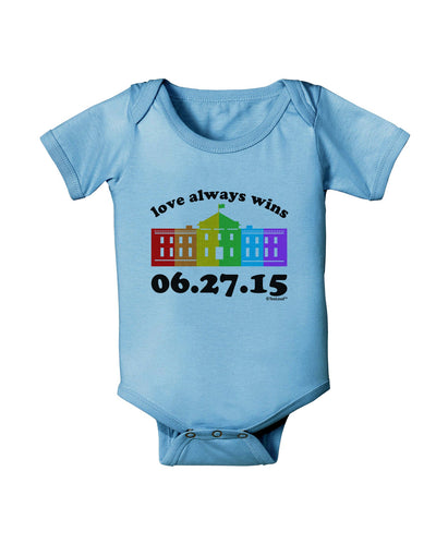 Love Always Wins with Date - Marriage Equality Baby Romper Bodysuit-Baby Romper-TooLoud-Light-Blue-06-Months-Davson Sales