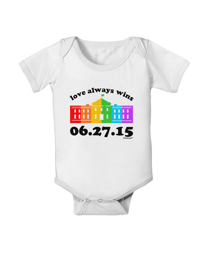 Love Always Wins with Date - Marriage Equality Baby Romper Bodysuit-Baby Romper-TooLoud-White-06-Months-Davson Sales