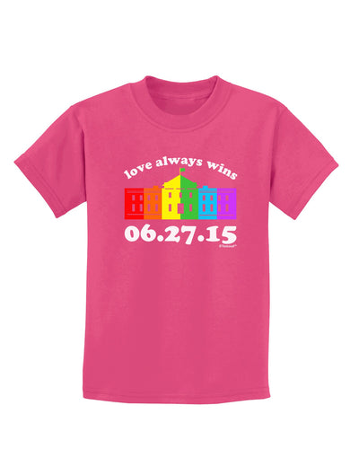 Love Always Wins with Date - Marriage Equality Childrens Dark T-Shirt-Childrens T-Shirt-TooLoud-Sangria-X-Small-Davson Sales