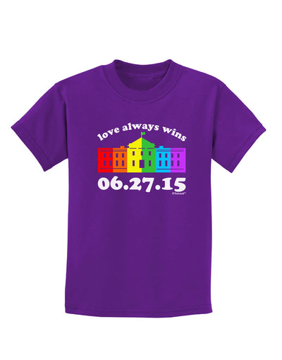 Love Always Wins with Date - Marriage Equality Childrens Dark T-Shirt-Childrens T-Shirt-TooLoud-Purple-X-Small-Davson Sales