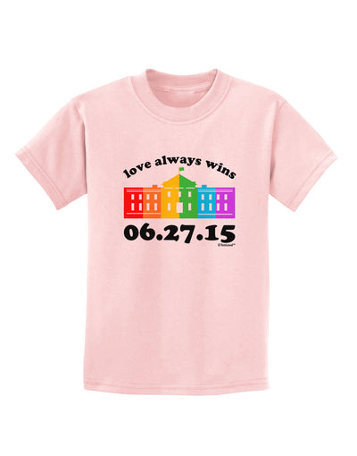 Love Always Wins with Date - Marriage Equality Childrens T-Shirt-Childrens T-Shirt-TooLoud-PalePink-X-Small-Davson Sales