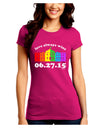 Love Always Wins with Date - Marriage Equality Juniors Crew Dark T-Shirt-T-Shirts Juniors Tops-TooLoud-Hot-Pink-Juniors Fitted Small-Davson Sales