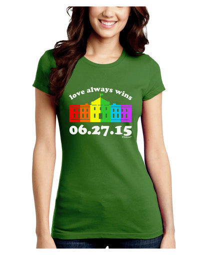 Love Always Wins with Date - Marriage Equality Juniors Crew Dark T-Shirt-T-Shirts Juniors Tops-TooLoud-Kiwi-Green-Juniors Fitted Small-Davson Sales