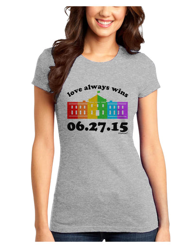 Love Always Wins with Date - Marriage Equality Juniors T-Shirt-Womens Juniors T-Shirt-TooLoud-Ash-Gray-Juniors Fitted X-Small-Davson Sales