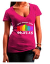 Love Always Wins with Date - Marriage Equality Juniors V-Neck Dark T-Shirt-Womens V-Neck T-Shirts-TooLoud-Hot-Pink-Juniors Fitted Small-Davson Sales