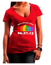 Love Always Wins with Date - Marriage Equality Juniors V-Neck Dark T-Shirt-Womens V-Neck T-Shirts-TooLoud-Red-Juniors Fitted Small-Davson Sales