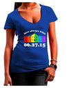 Love Always Wins with Date - Marriage Equality Juniors V-Neck Dark T-Shirt-Womens V-Neck T-Shirts-TooLoud-Royal-Blue-Juniors Fitted Small-Davson Sales