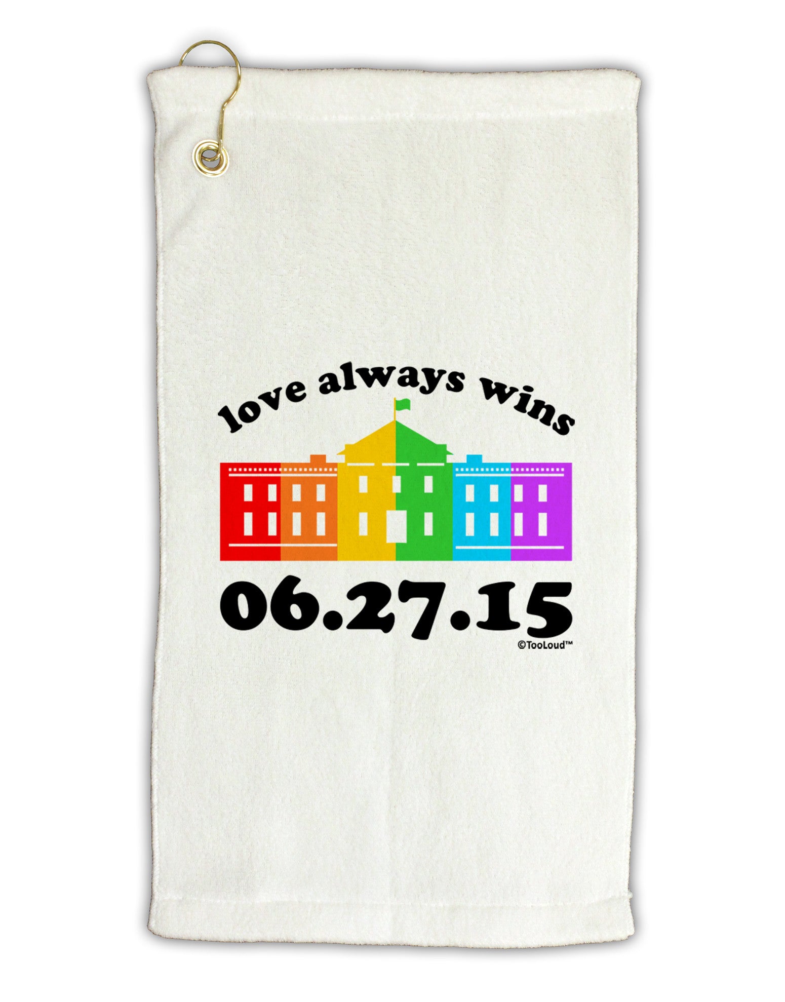 Love Always Wins with Date - Marriage Equality Micro Terry Gromet Golf Towel 16 x 25 inch-Golf Towel-TooLoud-White-Davson Sales