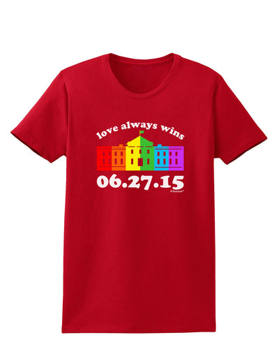 Love Always Wins with Date - Marriage Equality Womens Dark T-Shirt-TooLoud-Red-X-Small-Davson Sales