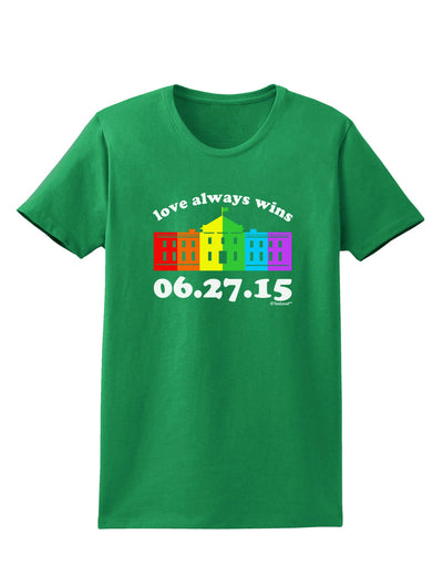 Love Always Wins with Date - Marriage Equality Womens Dark T-Shirt-TooLoud-Kelly-Green-X-Small-Davson Sales