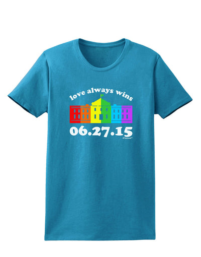 Love Always Wins with Date - Marriage Equality Womens Dark T-Shirt-TooLoud-Turquoise-X-Small-Davson Sales