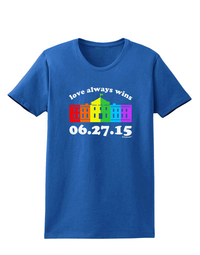 Love Always Wins with Date - Marriage Equality Womens Dark T-Shirt-TooLoud-Royal-Blue-X-Small-Davson Sales