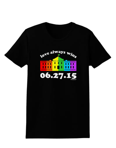 Love Always Wins with Date - Marriage Equality Womens Dark T-Shirt-TooLoud-Black-X-Small-Davson Sales